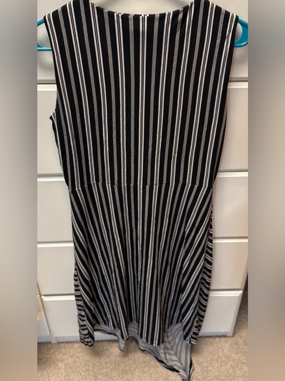 Banana Republic Asymmetrical Black and White Striped High-Low Sleeveless Dress - Picture 3 of 3